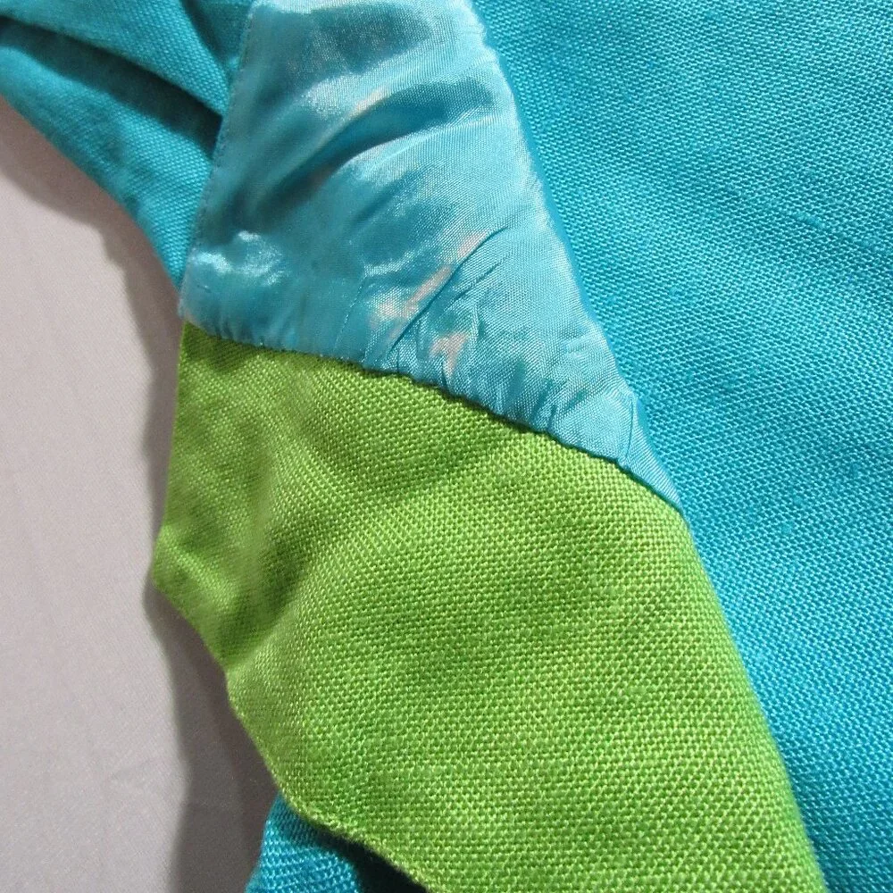 Vintage Nipon Boutique Rayon Dress Lime Green Turquoise Size Small Retro 80s - Picture 7 of 9